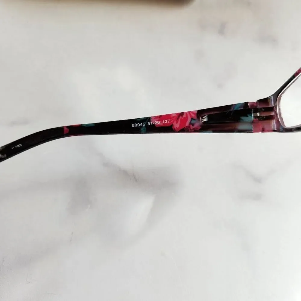 A.J. Morgan floral reading glasses readers eyeglasses black red